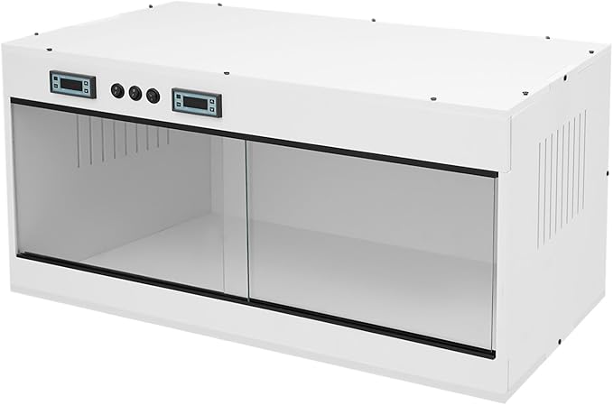 Reptile Terrarium with Dual Thermostat, 80x40x40cm PVC Habitat, 3X E27 Bulb Sockets, Glass Sliding Doors Reptile Breeding Boxf for Lizards, Snakes, Spiders (Black/White, 110V) (White)