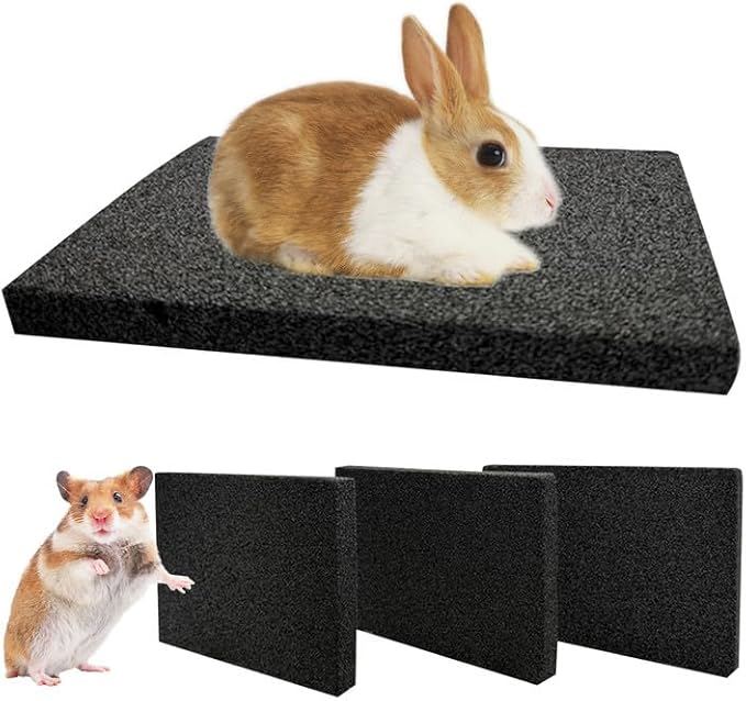 Hamiledyi Rabbit Scratch Foot Pads - 4 Pcs Small Animal Lava Grinding Teeth Stone for Bunny, Hamster, Guinea Pig, Rat, Gerbil, Chinchilla & Hedgehog