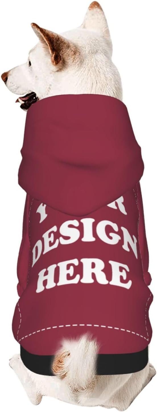 Personalized Dog Hoodie, Custom Dog Costumes for Small Dogs, Holiday Happy Dog Clothes Football Pet Shirt Sweater with Name Number for Girl/Boy Cats/Kitten, Wine, XL