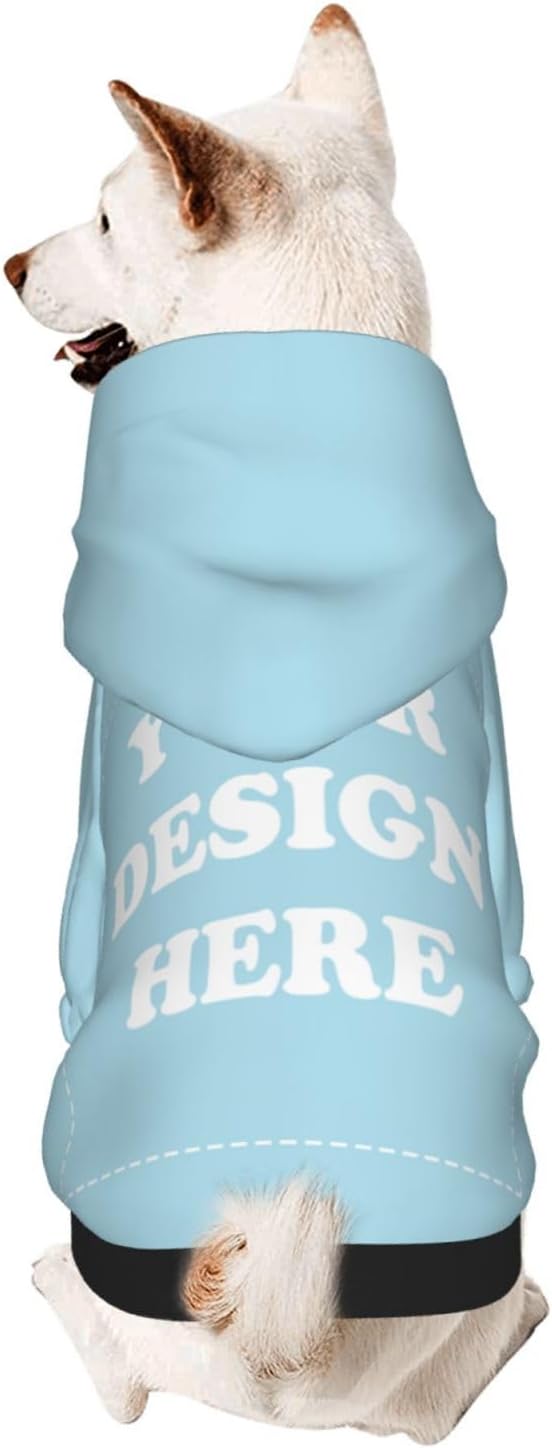 Personalized Dog Hoodie, Custom Dog Costumes for Small Dogs, Holiday Happy Dog Clothes Football Pet Shirt Sweater with Name Number for Girl/Boy Cats/Kitten, LightBlue, XL