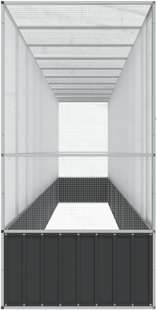 Large Metal Heavy Duty Walk-in Aviary Cage with Extension, Ample Activity Space Bird Cage with Lockable Door Also for Chickens and Rabbits, Silver 410.4"x42.1"x83.5" Steel,-517