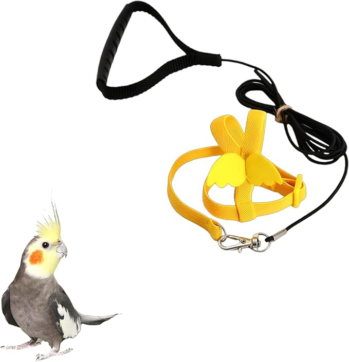 UKJENT Bird Diaper with 78 Inch Flying Leash - 2 Pack, Reusable Flight Suit with Waterproof Inner Layer, Washable Cute Urine Wet Suit for Cockatiel Monk Parakeet Sun Parakeet Lory(S)