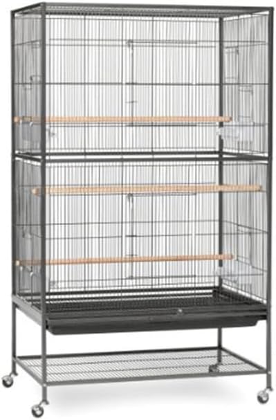 French Fabulous Iron Flight Cage with Elegant Ironwork, Spacious Interior, Durable Construction, and Ample Room for Birds to Fly, Play, Black/53 H