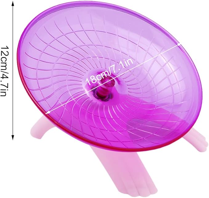 Litewoo Hamster Wheel Flying Saucer Exercise Toys, Silence Quite Spinner, for Gerbil Rat Mouse Mice Dwarf Hamster and Other Small Animal（Dark Red）