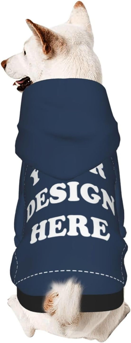 Dog Costume, Custom Dog Hoodie, Dog Name Costume Holiday Pet Pajamas Outfit, Personalized Pet Coat Costumes for Small Medium Large Dogs and Cats for Winter, Navy, XXS