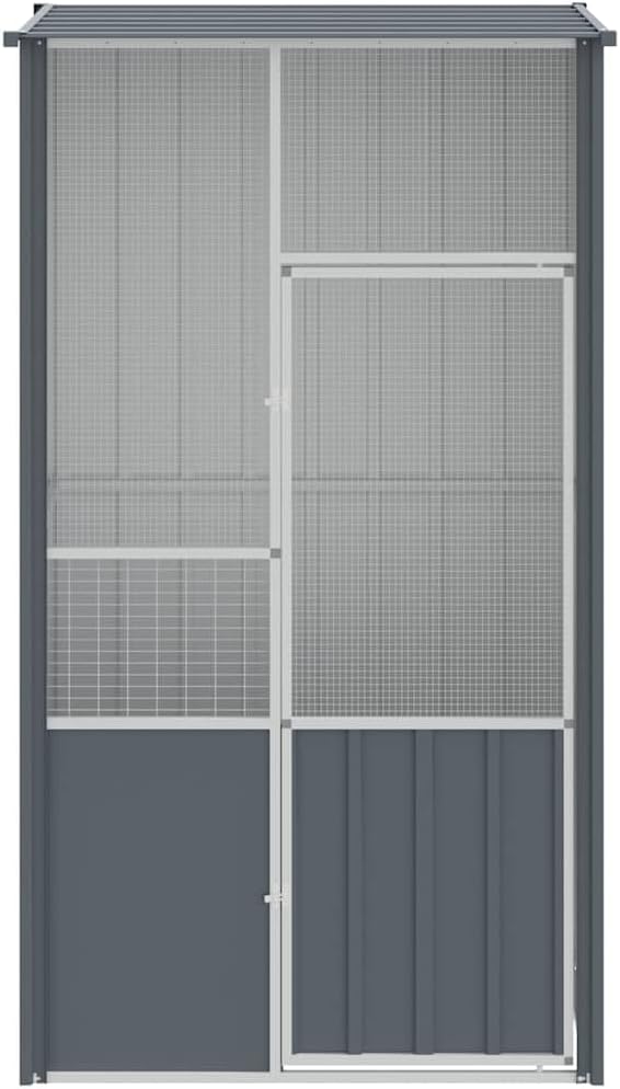Metal Steel Large Bird Cage for Small Animals Like Birds, Rabbits, and Chickens, 45.3"x30.7"x78.7", Anthracite,-575