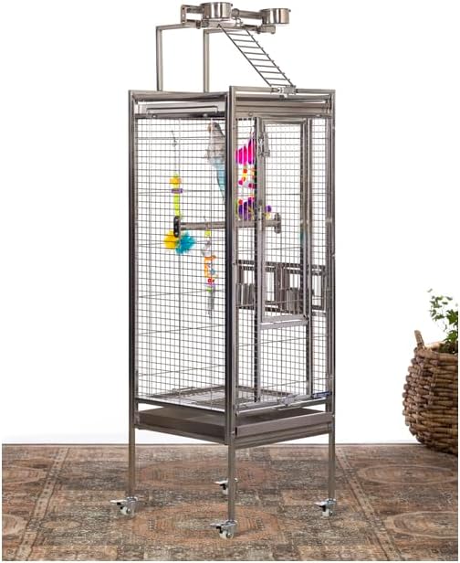Maykoosh Bird Cage with PlaytopSpacious Parrot HabitatDurable Metal & Wood