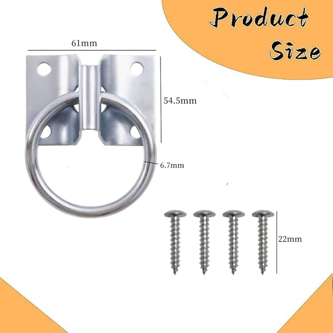 4PCS Cross Tie Ring for Horse, Zinc Plated Wall Mount Horse Tie Ring 2 inch Tie Ring Plate, with Screws