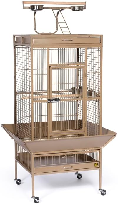 Suburban Sophistication Playtop Bird Home with Spacious Design, Durable Materials, Removable Perches Small/Coco