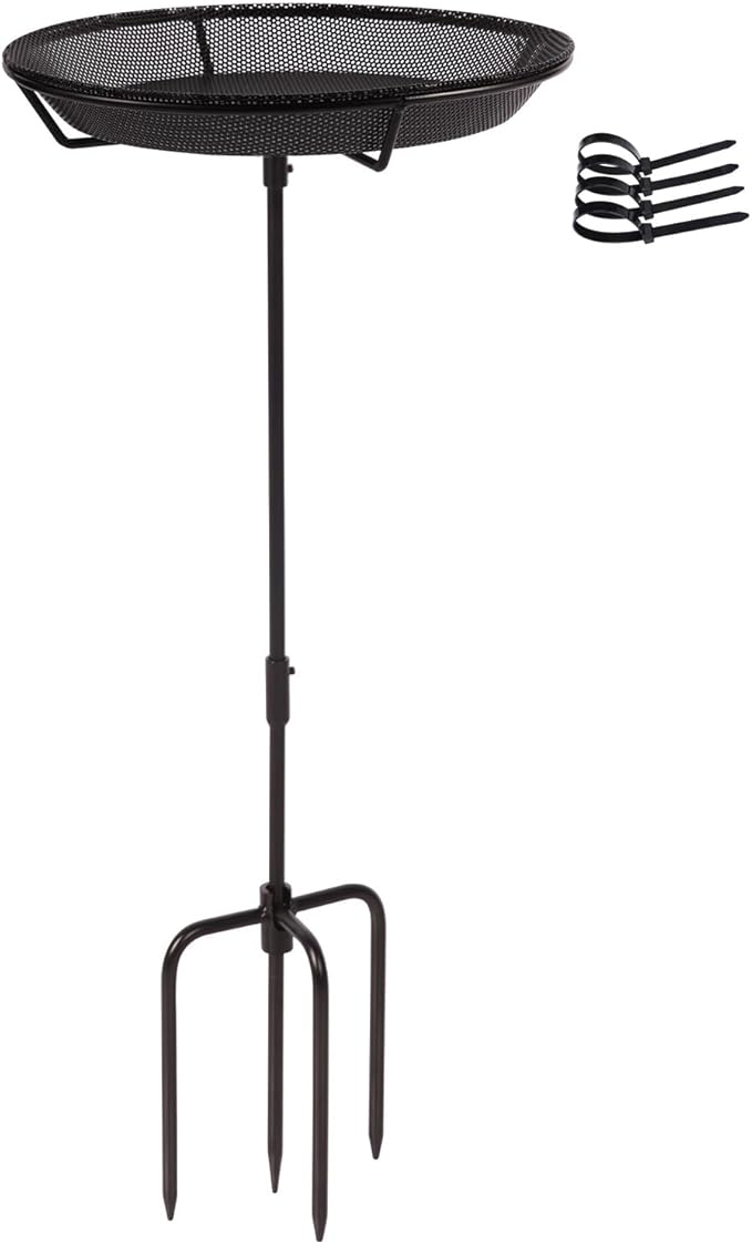 Standing Bird Feeder Bowl with 29.1 inch Iron Stand - Detachable Outdoor Decor for Garden Backyard Patio and Deck - Perfect for Attracting Birds