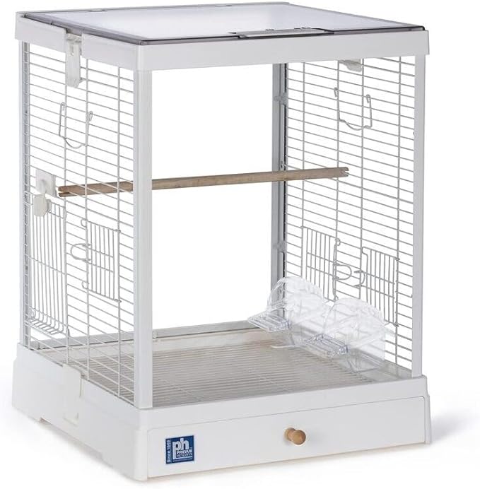 Earthy Elegance Charming Bird Cage with Elegant Design, Intricate Details, and Spacious Interior for Birds White/16 L x 15.75" W x 20" H