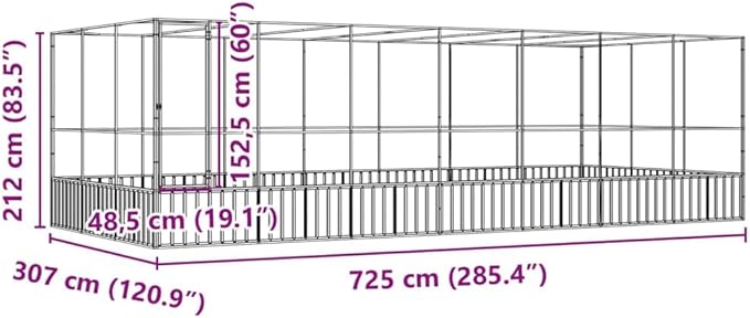 Large Metal Heavy Duty Walk-in Aviary Cage with Extension, Ample Activity Space Bird Cage with Lockable Door Also for Chickens and Rabbits, Silver 285.4"x120.9"x83.5" Steel,-525