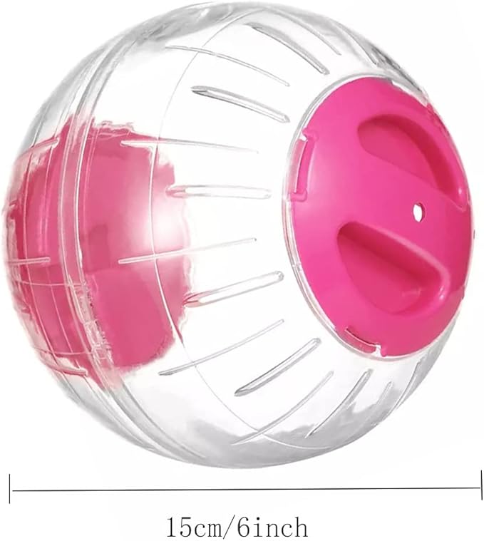 Hamster Exercise Ball Silent Hamster Wheel Small Animals Transparent Ball for Dwar Rat Relieves Boredom and Increases Activity (6 inch, Pink)