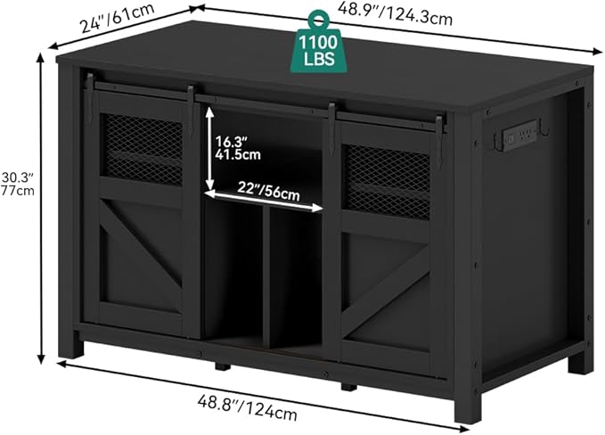YITAHOME 120 Gallon Reptile Tank Stand with Power Outlets, Heavy Duty Large Reptile Tank Stand with Barn Door, Reptile Tank Turtle Terrariums Table for Accessories Storage,1100LBS Capacity