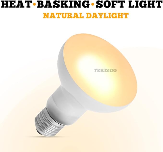 Heat Lamp Bulbs Reptile Basking Light Spot Daylight for Bearded Dragon,Lizard,Tortoise,Amphibian 50W (2 Pack)