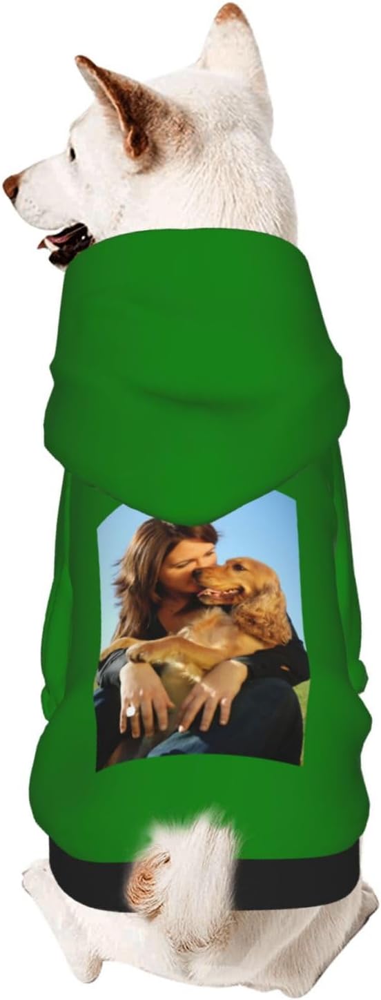 Custom Dog Hoodie Add Your Design Soft & Warm Personalized Photo Text Logo Name Dog Clothes for Puppy Sweatshirt Hooded for Small Medium Large Dogs Girl/Boy Cats Green