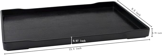 OMEM Reptile Bowl Large Food and Water Dish Enough Space Also Fit for Bath Simulated Wood Grain Surface (XL, Black)