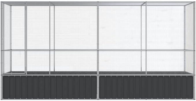 Large Bird Aviary with Extension, Outdoor Galvanized Steel Bird Cage, Galvanized Steel Outdoor Bird Aviary, Mesh Fence Bird House for Small Animals, 164.8"x42.1"x83.5"
