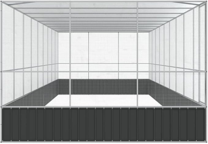 Large Metal Heavy Duty Walk-in Aviary Cage with Extension, Ample Activity Space Bird Cage with Lockable Door Also for Chickens and Rabbits, Silver 366.9"x120.9"x83.5" Steel,-419