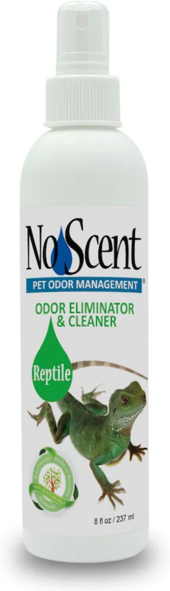 No Scent Reptile Tank Cleaner Spray & Pet Odor Management for Bearded Dragon, Turtle, Lizard Terrarium Freshener (8 Fl Oz / 237 mL)