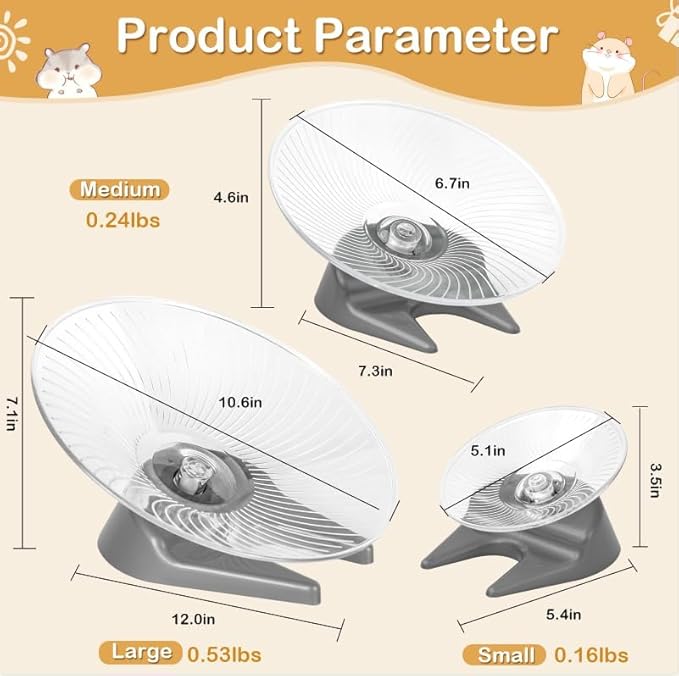 Hamster Flying Saucer Silent Running Exercise Wheel for Hamsters, Gerbils, Mice,Hedgehog and Other Small Pets Silent Running Wheel Hamster,Medium