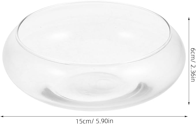 Happyyami Glass Fish Bowl Flower Glass Vase Bowl Clear Wide Mouth Round Vase Terrarium Air Plant Hydroponic Succulent Planter Floral Container Vase for Home Office Wedding S
