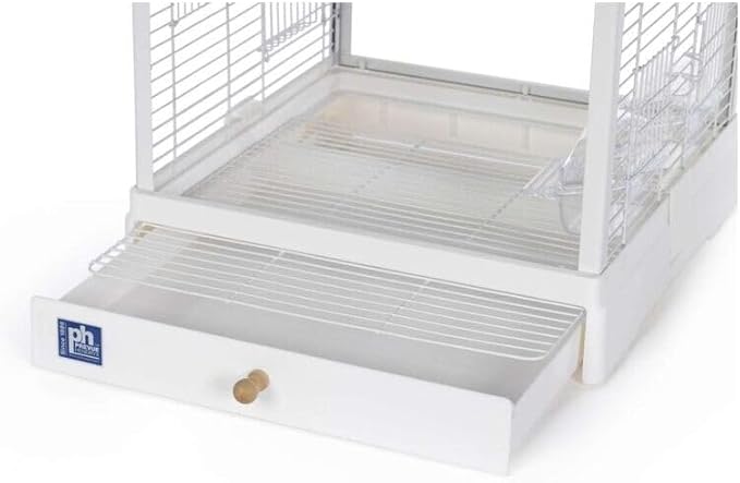Earthy Elegance Charming Bird Cage with Elegant Design, Intricate Details, and Spacious Interior for Birds White/16 L x 15.75" W x 20" H