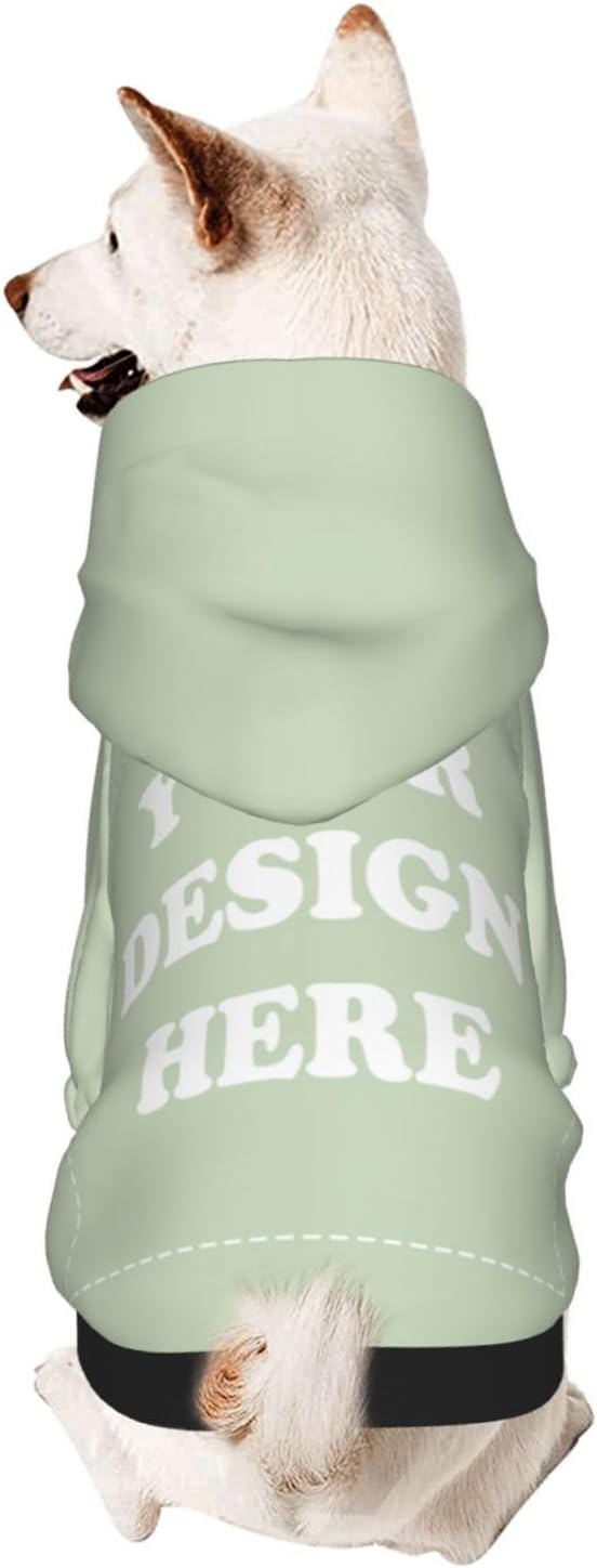 Personalized Chihuahua Dog Hoodie, Custom Pet Warm Sweatshirt Costume with Name Number Photo, Customize ID Clothes for Pupppy Kitten Dogs Cats, LightGreen, XS