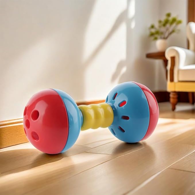 DQITJ 2 Pcs Bird Barbell Dumbell Foot Toy, Enrichment Rattles Bells Foot Toy for Small Bird Parrot Parakeet Cockatiel Conure Love Birds