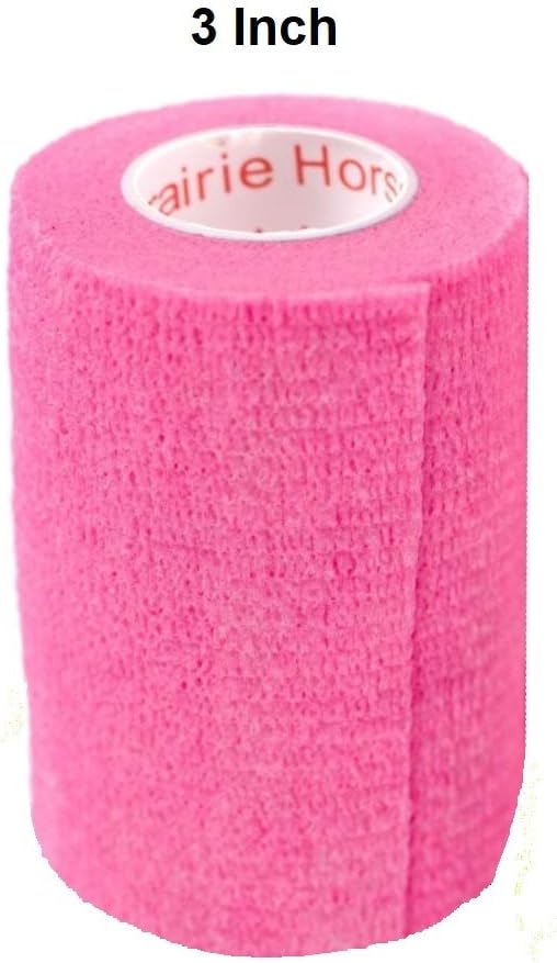 Vet Wrap Tape (Neon Pink) (2 Pack) (3 Inch x 15 feet) Self Adhesive Adherent Adhering Cohesive Flex Self Stick Bandage Grip Roll Dog Cat Pet Horse