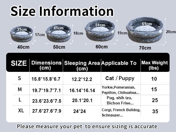 Cat Bed, Washable Cat Bed for Indoor Cats, Soft Plush Faux Fur Dog Bed, Round Pet Bed for Puppy and Kitten