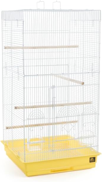 Neo-Classical Nostalgia Tall Cage with Elegant Design, Spacious Interior, Durable Construction, and Vertical Layout Yellow
