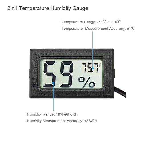Veanic 4-Pack Mini Digital Hygrometer Thermometer Gauge with Probe LCD Display Temperature Fahrenheit Humidity Meter for Incubator, Reptile Plant Terrarium, Humidor, Guitar Case, Greenhouse