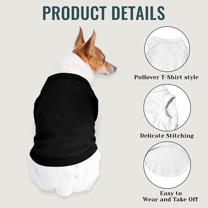 Custom Dog Shirt Pet T Shirts for Small Medium Large Dogs Customized Clothes with Image Logo Text Breathable Sleeveless Tank Top Personalized Outfits Puppy Apparel All-Black, 5XL