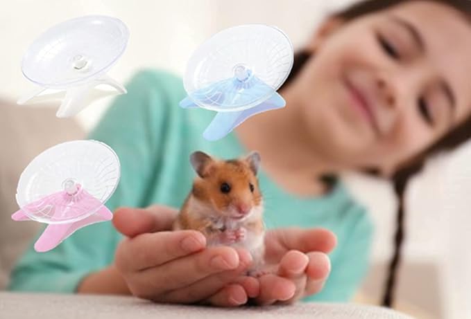 Hamster Flying Saucer Silent Running Exercise Wheel for Hamsters, Gerbils, Mice,Hedgehog and Other Small Pets Silent Running Wheel Hamster Wheel (Pink)