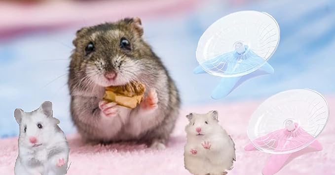 Hamster Flying Saucer Silent Running Exercise Wheel for Hamsters, Gerbils, Mice,Hedgehog and Other Small Pets Silent Running Wheel Hamster Wheel (Pink)
