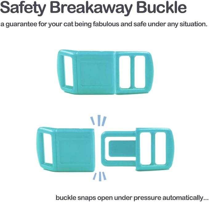 waaag Cat Collars, Gold Moons and Stars Cat Collar, Safety Breakaway Cat Collar, Glow in The Dark (Standard 9"-15" Neck, Emerald)