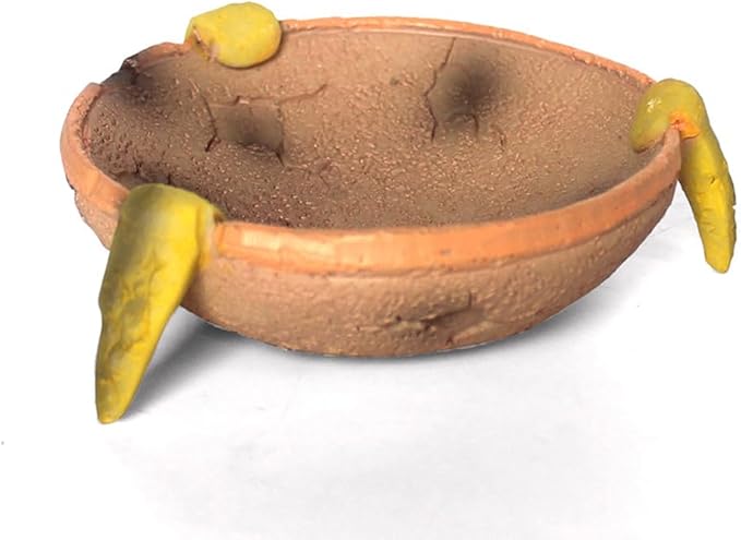 Food/Water Dish for Reptiles, Amphibians and Other Little Critters Water/Food Bowl, Made from Premium Resin (Orange-Brown Bowl)