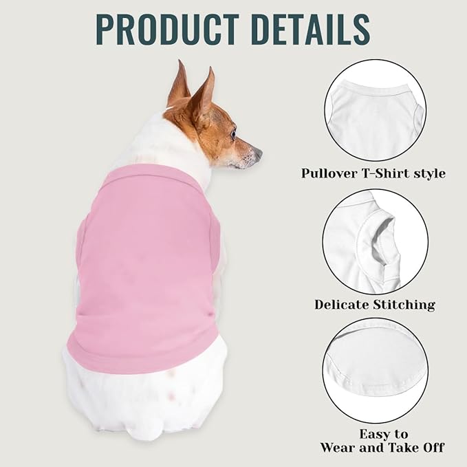 Personalized Dog Shirt Custom Pet T Shirts for Small Large Dogs Customized Puppy Clothes with Name Logo Picture Breathable Pets Sleeveless Vest Apparel Gifts, Light-Pink, S