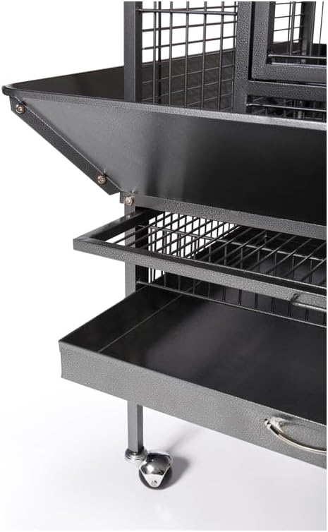 Suburban Sophistication Playtop Bird Home with Spacious Design, Durable Materials, Removable Perches Black/Small