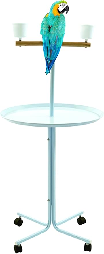 Large 47" Metal Base Parrot Bird Cage Amazon African Grey Macaw Cockatoo Play Metal Stand (White)