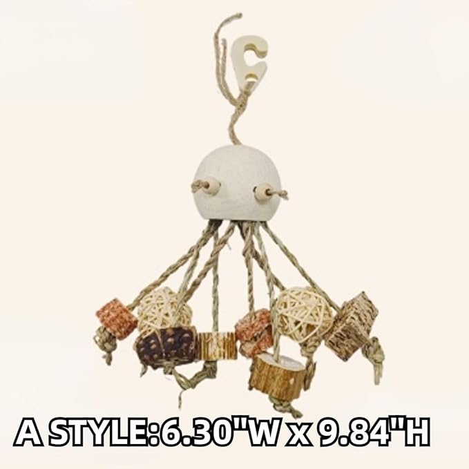 Bird Toys, Chewing for Parrot, Natural Nut Hanging for Parakeet,Lovebirds,Finch,Cockatiel, Conure, Quaker (A)