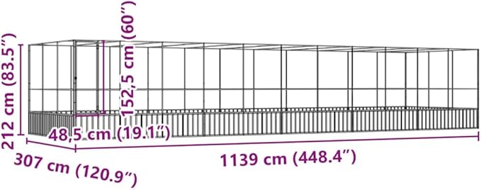 Steel Aviary with Extension, Large Flight King Bird Cage for Cockatiels African Grey Quaker Amazon Sun Parakeets Green Cheek Conures Pigeons Parrot Bird Cage, 448.4"x120.9"x83.5",-118