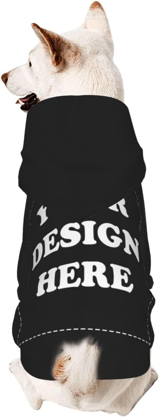 Dog Clothes, Custom Dog Hooded Sweatshirt, Personalized Pet Costume Robe Shirt with Text/Image/Club Name/Pet Shop Logo for Small Medium Large Dogs and Cats, Black, XS