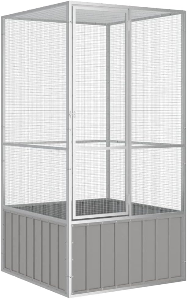 Steel Bird Cage, Large Flight King Bird Cage for Cockatiels African Grey Quaker Amazon Sun Parakeets Green Cheek Conures Pigeons Parrot, Gray 43.7"x42.1"x83.3" -AA