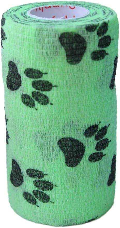 Prairie Horse Supply 3 Inch Vet Wrap Tape Bulk (Assorted Paw Prints) (Pack of 6) Self Adhesive Adherent Adhering Flex Bandage Grip Roll Dog Cat