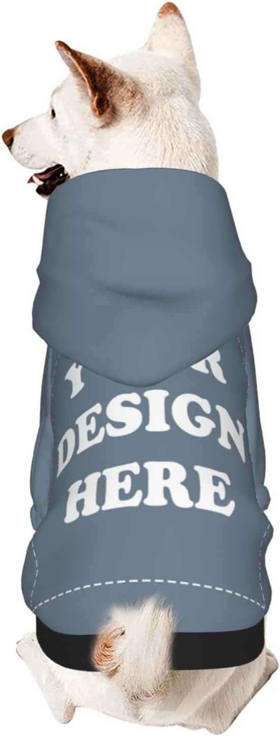 Personalized Chihuahua Dog Hoodie, Custom Pet Warm Sweatshirt Costume with Name Number Photo, Customize ID Clothes for Pupppy Kitten Dogs Cats, SlateGray, L