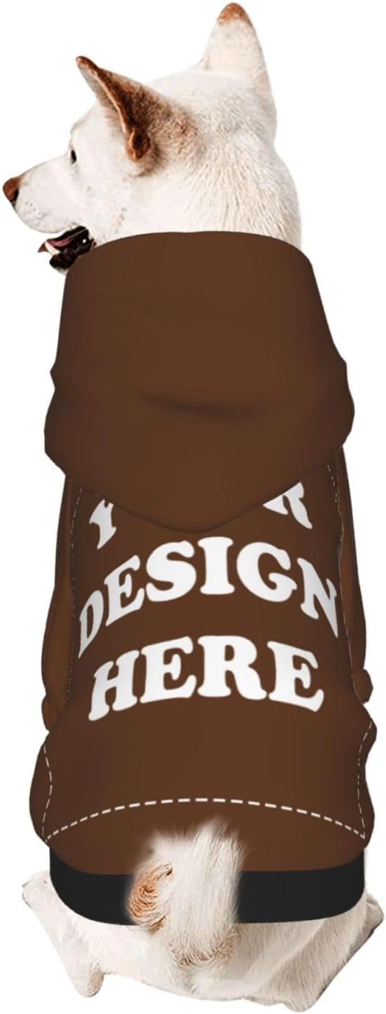 Personalized Chihuahua Dog Hoodie, Custom Pet Warm Sweatshirt Costume with Name Number Photo, Customize ID Clothes for Pupppy Kitten Dogs Cats, Chocolate, XL