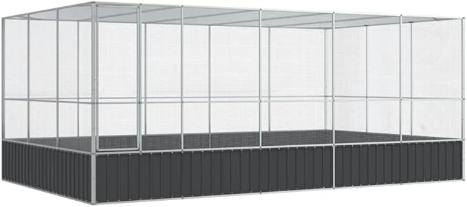 Outdoor Aviary Bird Cage, Galvanized Steel Outside Ample Activity Space Birdcage, 203.9"x120.9"x83.5", -273