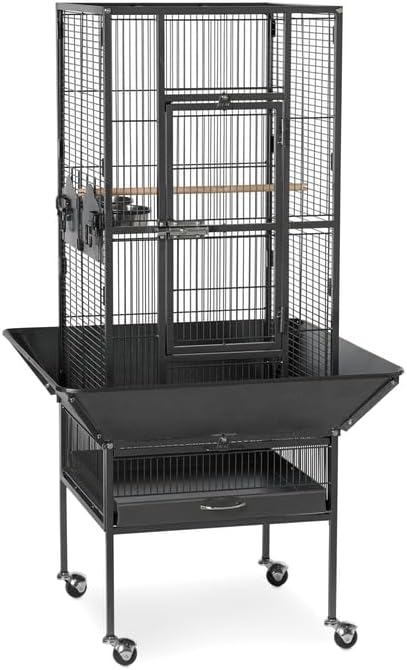 Mid-Century Marvel Bird Cage with Retro-Inspired Design, Durable Construction, Spacious Interior, and Elegant Finish for Stylish Black